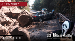 Rocas caen sobre camioneta durante derrumbe en la autopista Córdoba-Veracruz