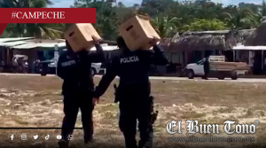 Captan a policías robando mercancia tras volcadura de tráiler en Campeche