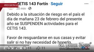 Suspenderán clases en escuelas de Córdoba y Fortín tras jornada v¡ol3nta