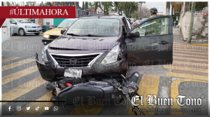 Motociclista resulta lesionada tras choque en el fraccionamiento San José