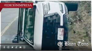 Aparatosa volcadura; CIERRE PARCIAL EN LA AUTOPISTA