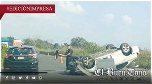 Se voltea en Yanga; conductor resulta lesi0nado