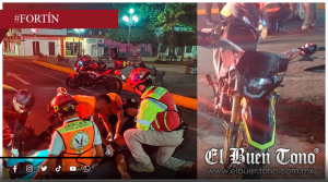 Motociclista derrapa frente al Palacio Municipal de Fortín; manejaba en estado de ebriedad