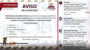 Colonias de Córdoba enfrentan suspensión de agua, avisan el mismo día
