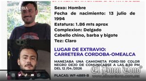 Desaparece hombre en la carretera Córdoba–Omealca