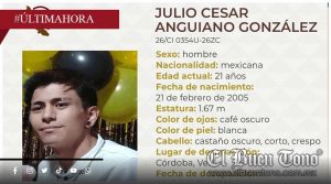 Buscan a Julio César Anguiano González, desaparecido en Córdoba