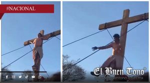 Joven que representaba a Cristo cae de la cruz durante viacrucis en Tlaquepaque