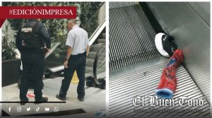 ¡Pánico en Plaza Valle! Calzado se atora en escalera eléctrica