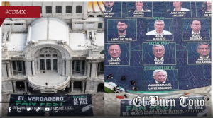 Protestan frente a Bellas Artes; Exhiben lona crítica contra Morena y el Gobierno federal