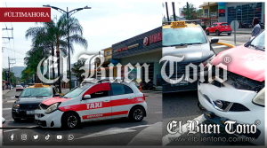 CHOQUE ENTRE DOS TAXIS EN LA GLORIETA DE LA GUACAMAYA DEJA SOLO DAÑOS MATERIALES