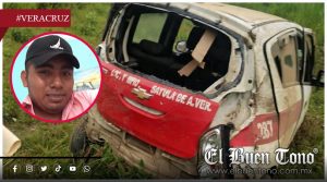 Taxista mver3 tras volcadura en la carretera federal 145, en San Juan Evangelista