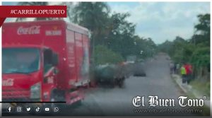 ‘Diablito’ de Coca-Cola se ‘suelta’ e impacta contra motociclistas en Carrillo Puerto
