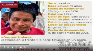 A CASI TRES AÑOS DE SU DESAPARICIÓN, PIDEN AYUDA PARA LOCALIZAR A CIRO SUÁREZ PÉREZ EN NOGALES