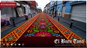 Instalan tapetes de Huamantla para fiesta patronal de San Miguel Arcángel