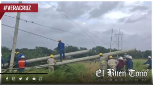 CFE restablece 83.33% del servicio eléctrico en Veracruz tras el Frente Frío 2