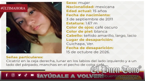 BUSCAN A JADE LUIS RUEDA, ADOLESCENTE DE 15 AÑOS DESAPARECIDA EN CUICHAPA