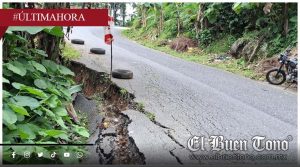 Alerta por zona de riesgo en la carretera Linderos-Xochitla de Naranjal tras hundimiento de tierra