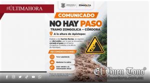 Cierran tramo Zongolica-Córdoba tras derrumbe a la altura de Apixtepec